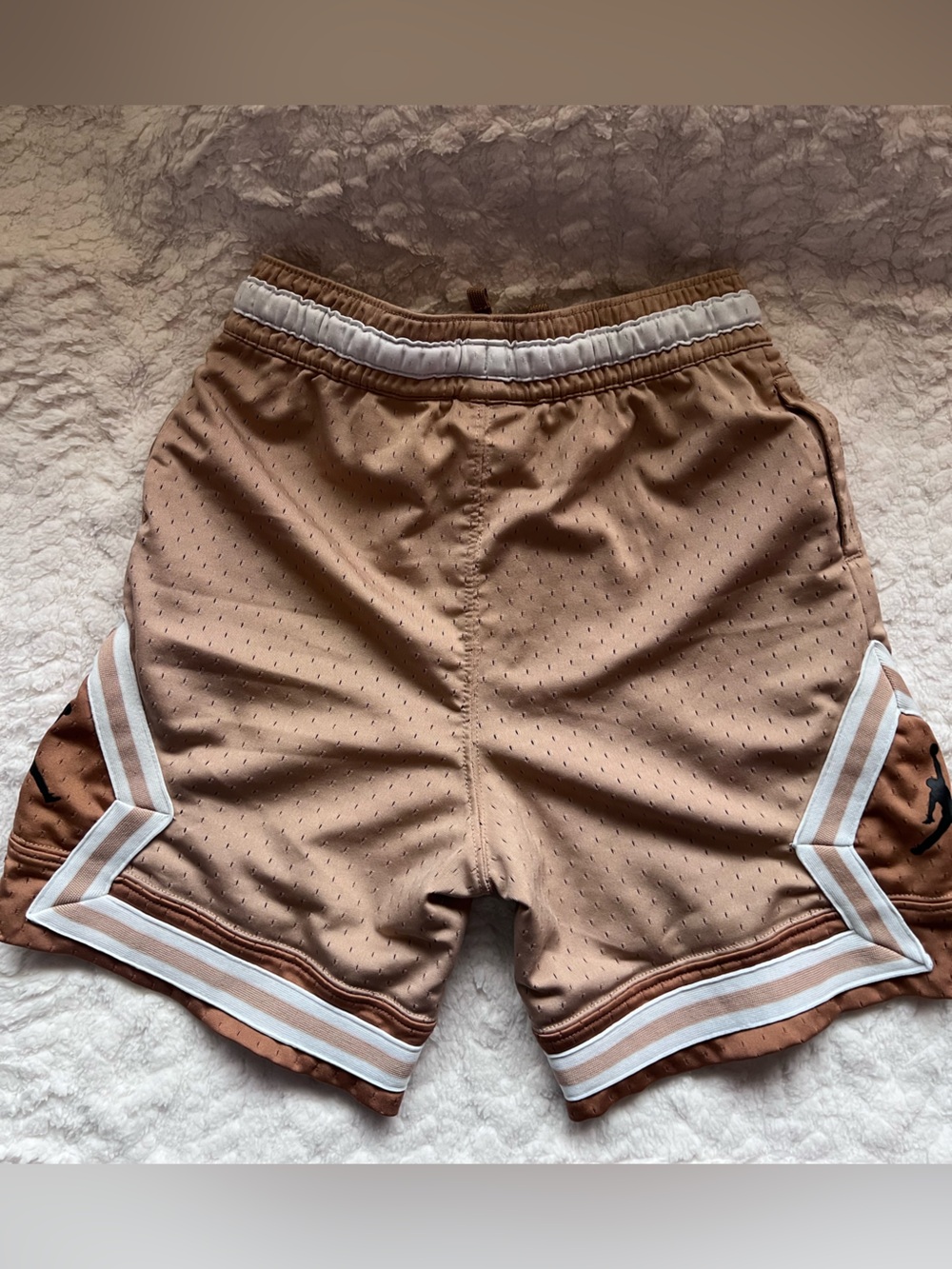 Jordan Tan Mesh-Lined Athletic Shorts
